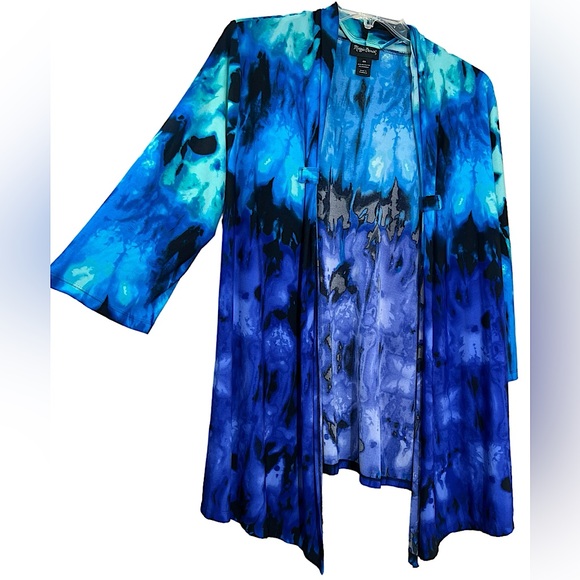 Maggie Barnes Sweaters - 💥2/$15 Maggie Barnes blue purple turquoise open front cardigan size 0X/XL